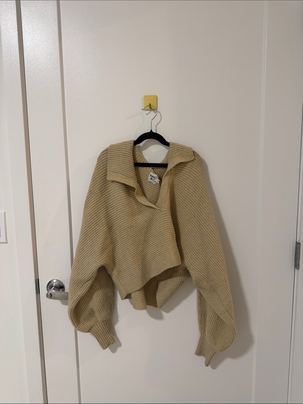 Princess Polly Cream Cropped Ribbed Turtleneck Sweater